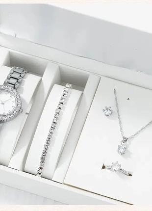 Подарочный набор для женщин 6 в 1: роскошные часы "Relogio Femini