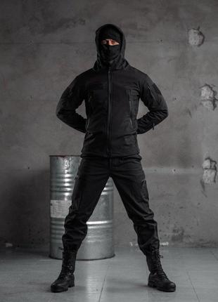 Тактичний костюм SoftShell Police black ВТ7623