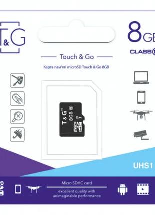 Картка пам'яті "T&G;" Micro SDHC 8 гб 10 Class / Чорний