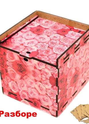 Деревянная коробка (в разобранном виде) цветная подарочная кор...