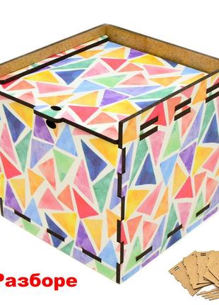 Деревянная коробка (в разобранном виде) цветная подарочная кор...
