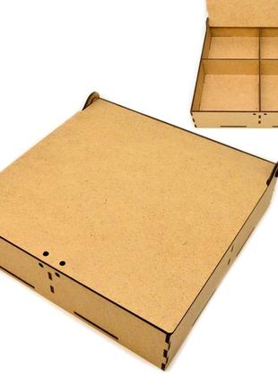 Коробка с ячейками 20х20х5см подарочная упаковка из мдф крафто...