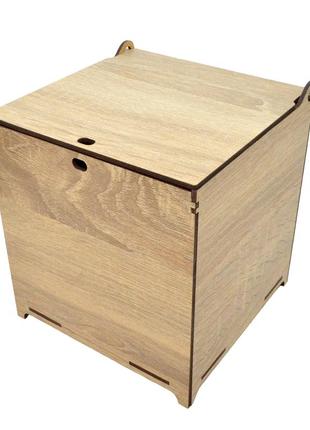 Бежевая подарочная коробка лдвп 16х16х16см деревянная коробочк...
