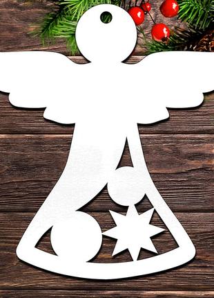 Деревянная новогодняя елочная игрушка "ангел" украшение на ёлк...