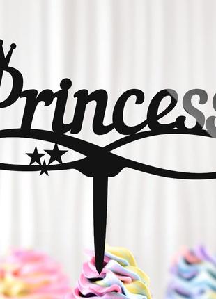 Пластиковый топпер "princess принцесса" 15х12 черный топер из ...
