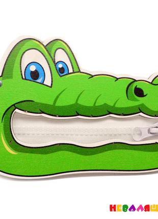 Цветная заготовка для бизиборда зеленый крокодильчик + молния ...
