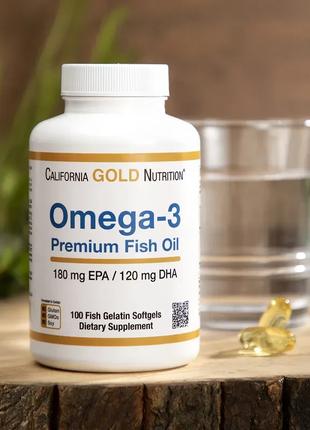 Omega-3, Риб'ячий жир вищої якості, 100 капсул. Оригінал. Терм...