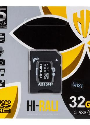 Картка пам'яті "Hi-Rali" microSDHC 32 гб +АДАПТЕР / 10 Class /...