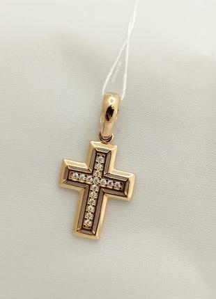 Золотой крест с цирконием Ukr-gold