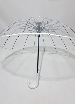 Прозрачный зонтик трость Susino с чехлом на 16 карбоновых спиц...