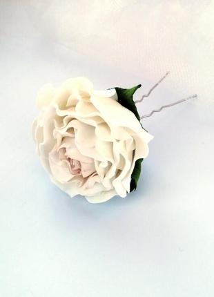 Біла троянда весільна шпилька