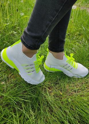 Женские кроссовки Sopra из обувного текстиля белые с зелеными ...