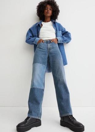 Стильовые трендовые широкие джинсы 48 размер