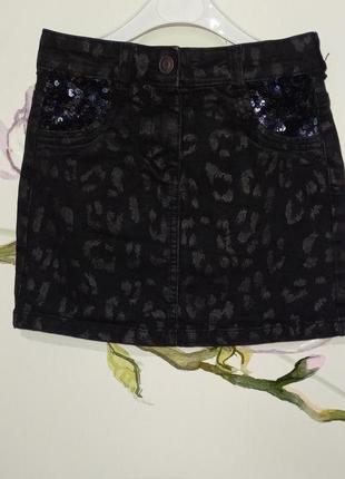 Черная джинсовая юбка с пайетками тигровая nutmeg для девочки ...