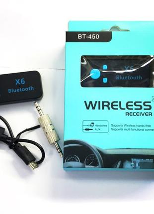 Bluetooth ресивер BT-450 / AUX аудио 3.5 mm. / Черный