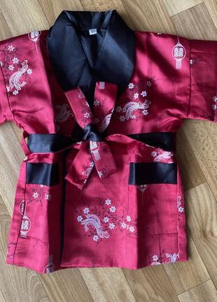 Атласный двухсторонний халат в японском стиле