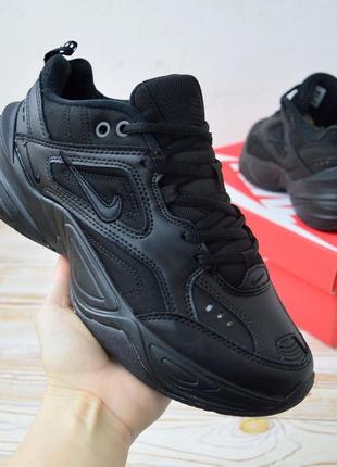 Nike m2 tekno кроссовки мужские черные кожаные топ качество са...