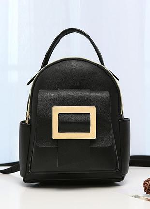 Черный cтильный женский мини-рюкзак