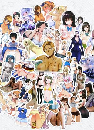 Набір стікерів Waifu дівчинки аніме Хентай - 50 шт - наліпки