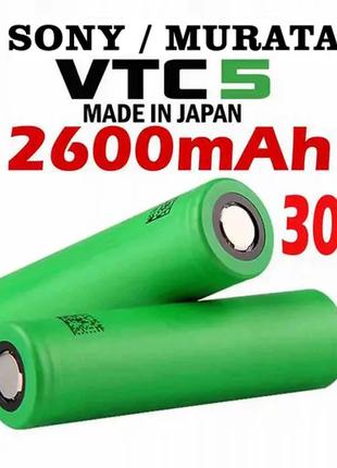 Аккумулятор высокотоковый 18650 Sony Murata VTC5 2600mAh 30A -...