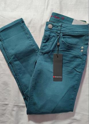 Женские однотонные джинсы street one, размер s, бирюзовый