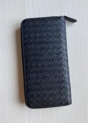 Чорний плетений гаманець на блискавці унісекс