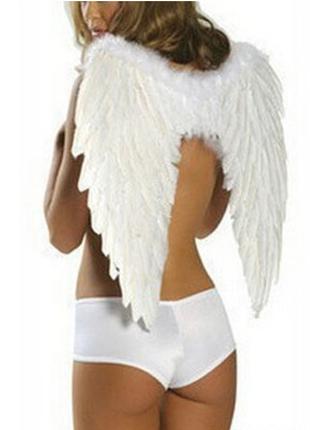 Білі крила ангела з пір'я RESTEQ 80 см. Крила амура