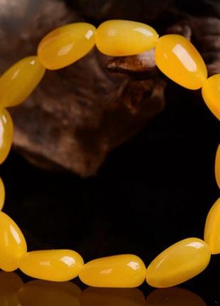 Браслет из желтого янтаря RESTEQ, бусины 8 мм. Янтарный браслет