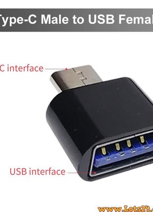 OTG адаптер переходник с USB TYPE C ПАПА на USB TYPE A МАМА ко...