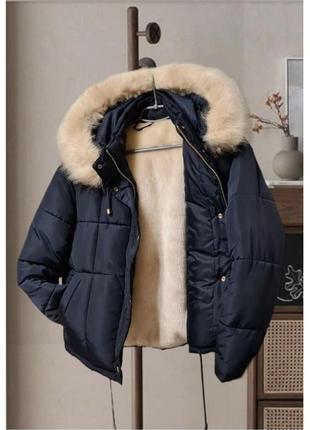 Зимняя стильная теплая куртка topshop подкладка искусственный мех