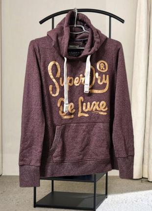 Утепленная толстовка superdry на баечке с капюшоном