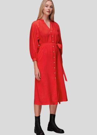 Красное платье-рубашка миди с карманами whistles