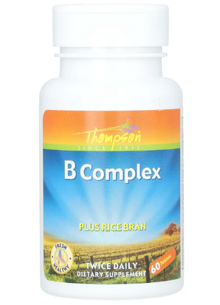 Сша. комплекс витаминов группы b с рисовыми отрубями, 60 таблеток