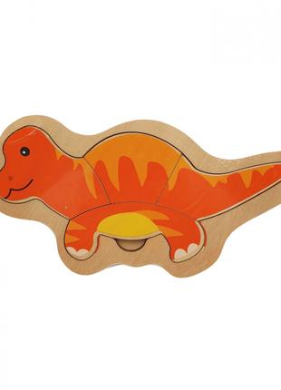 Деревянная игрушка Пазлы MD 2283 (Динозавр оранжевый)