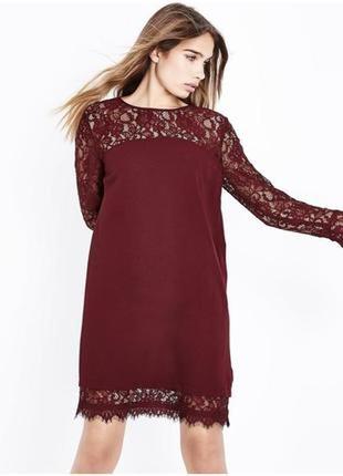New look платье бордо бордовое винное марсала вишневое с длинн...