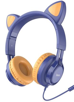 Наушники HOCO W36 Cat ear headphones with mic / Синий
