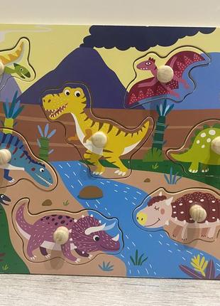 Дерев'яна рамка-вкладиш динозаври