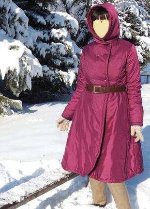 Красивое дизайнерское пальто 46-48р цвета марсала
