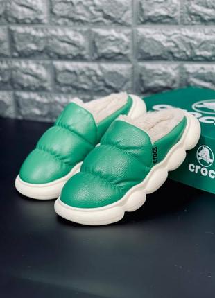 Женские уличные тапочки crocs зимние тапочки на меху крокс