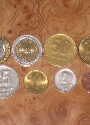 Монети Аргентини — 8 шт.