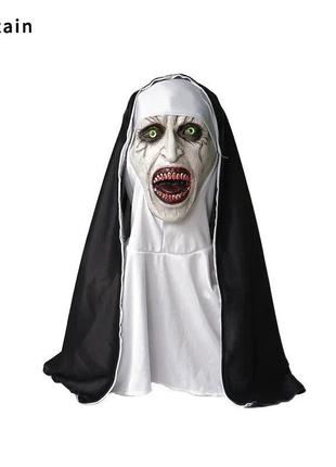 Карнавальная латексная маска монахиня, монстр страшная