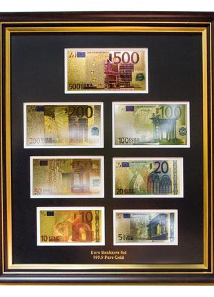 Панно ''Всі банкноти EUR (євро) Євросоюз'' золото 51*59 см Гра...