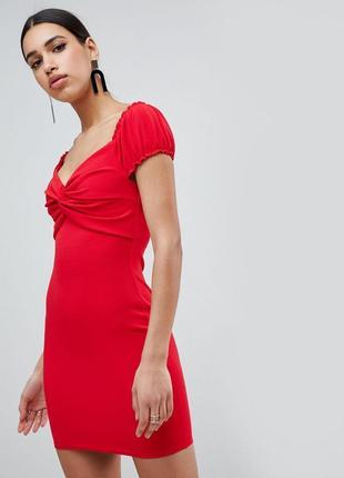 Flounce london платье красное по фигуре карандаш футляр с откр...
