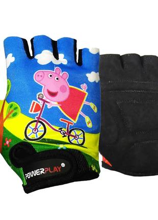 Велорукавички PowerPlay 5473 Peppa Pig, Blue S