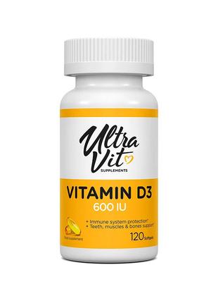 Витамины и минералы VPLab UltraVit Vitamin D 600 IU, 120 капсул