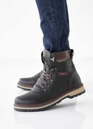 Мужские ботинки кожаные зимние черные zangak 139
