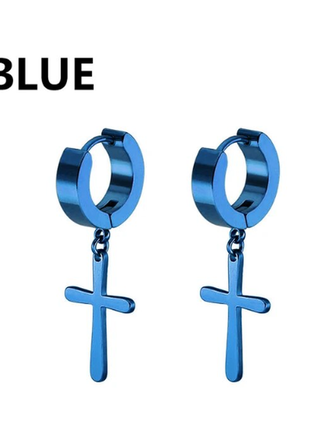 Сині сережки хрестики в стилі панк рок