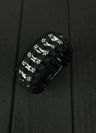 Браслет из парокорда hex nut (black/green)