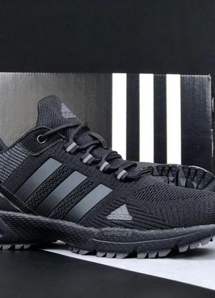 Adidas marathon кросівки чоловічі чорні сітка текстиль текстил...