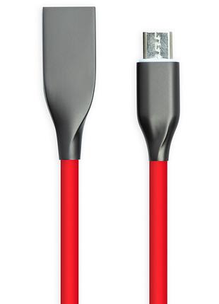 Кабель USB - microUSB, 1м, силикон, красный